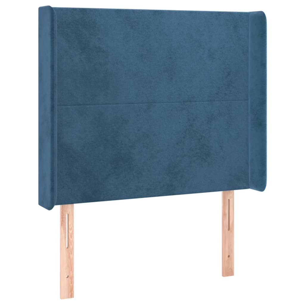 Cabeceira cama c/ abas veludo 93x16x118/128 cm azul-escuro