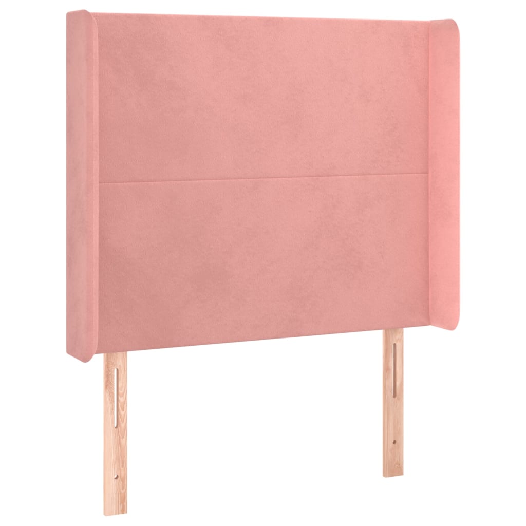 Cabeceira de cama c/ abas veludo 93x16x118/128 cm rosa