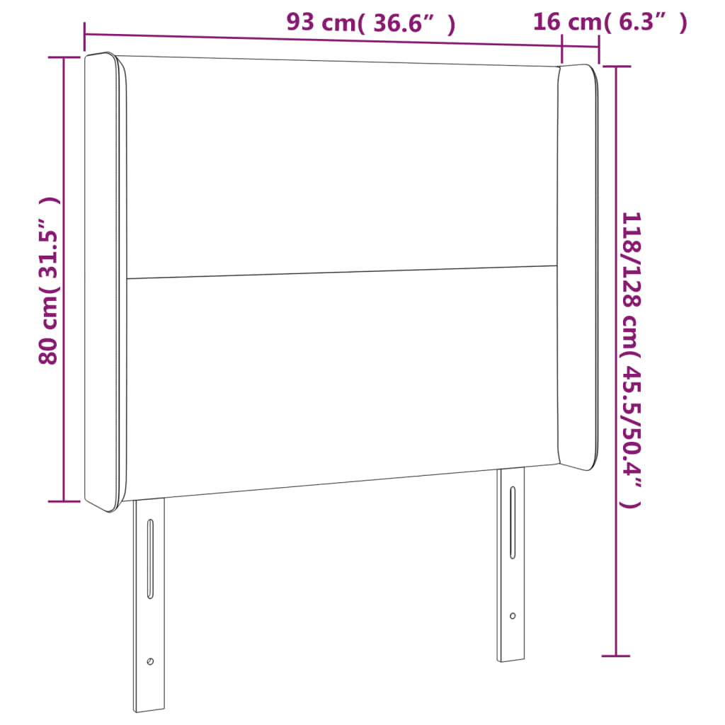 Cabeceira de cama c/ abas veludo 93x16x118/128 cm rosa