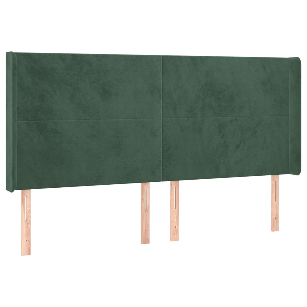 Cabeceira cama c/ abas veludo 183x16x118/128 cm verde-escuro