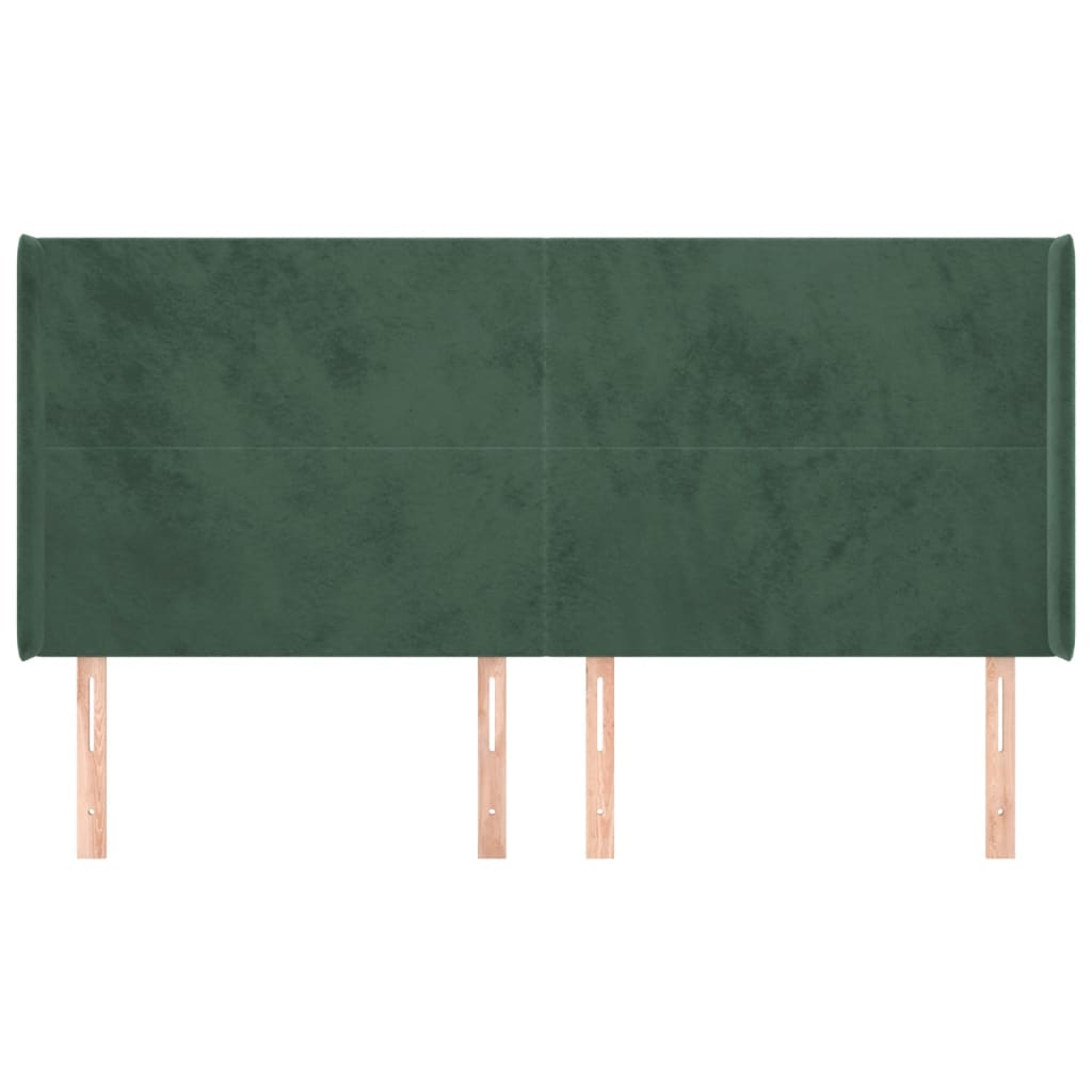 Cabeceira cama c/ abas veludo 183x16x118/128 cm verde-escuro