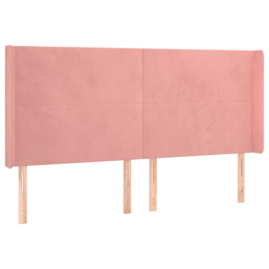 Cabeceira cama c/ abas veludo 183x16x118/128 cm rosa