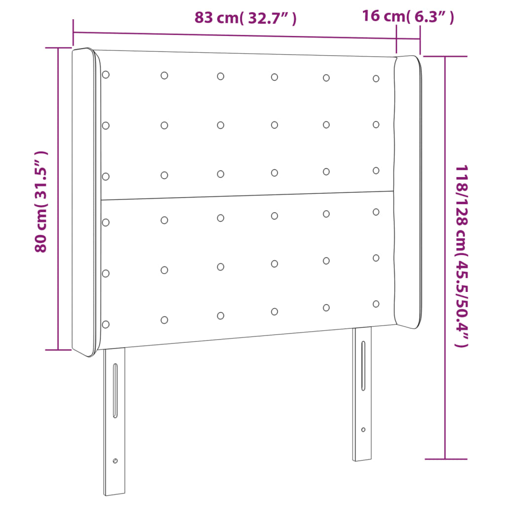 Cabeceira cama c/ abas couro artif. 83x16x118/128 cm cinzento