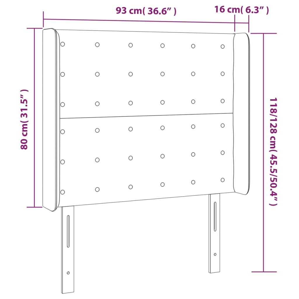 Cabeceira cama c/ abas couro artificial 93x16x118/12 cm creme