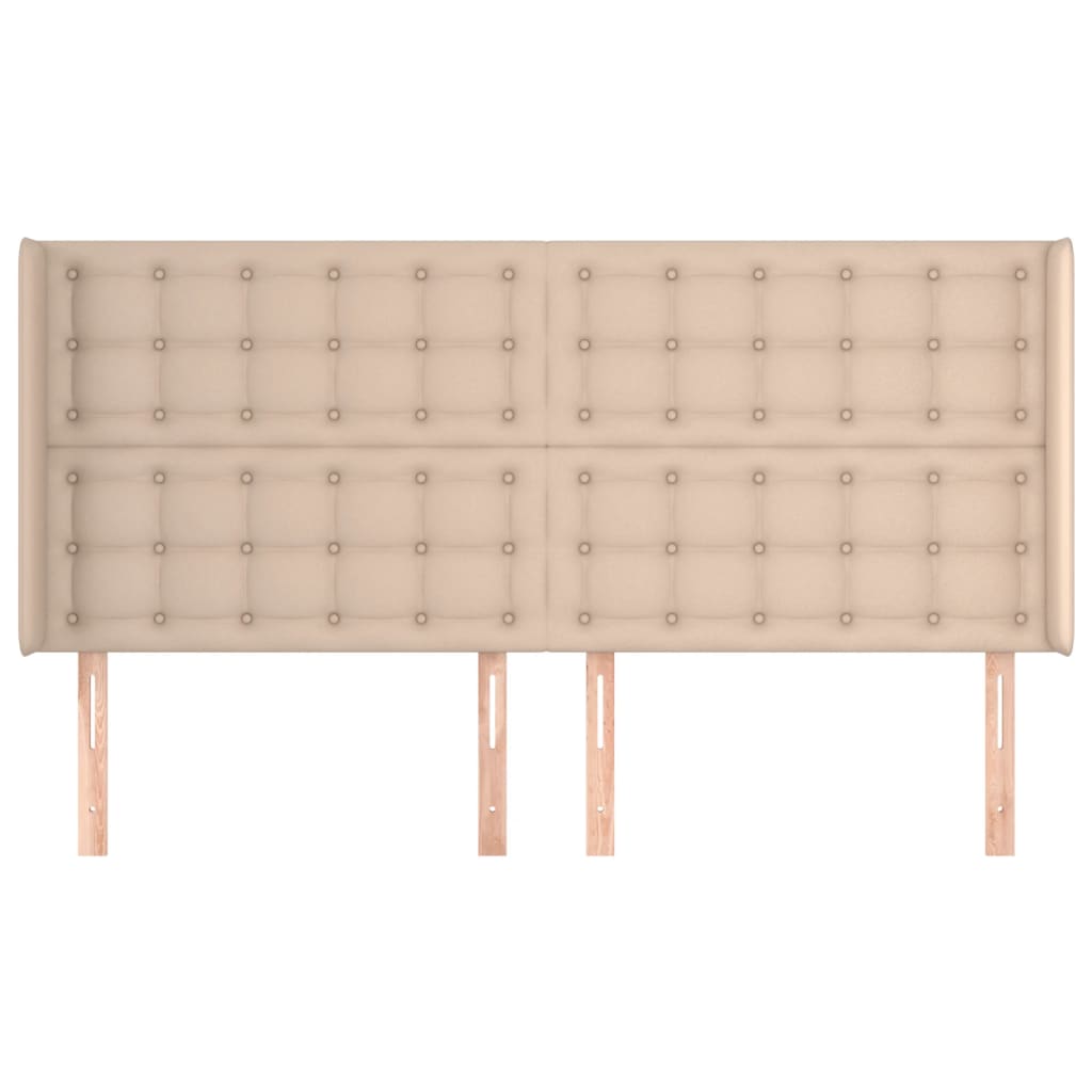 Cabeceira cama c/ abas couro artif. 163x16x118/128cm cappuccino