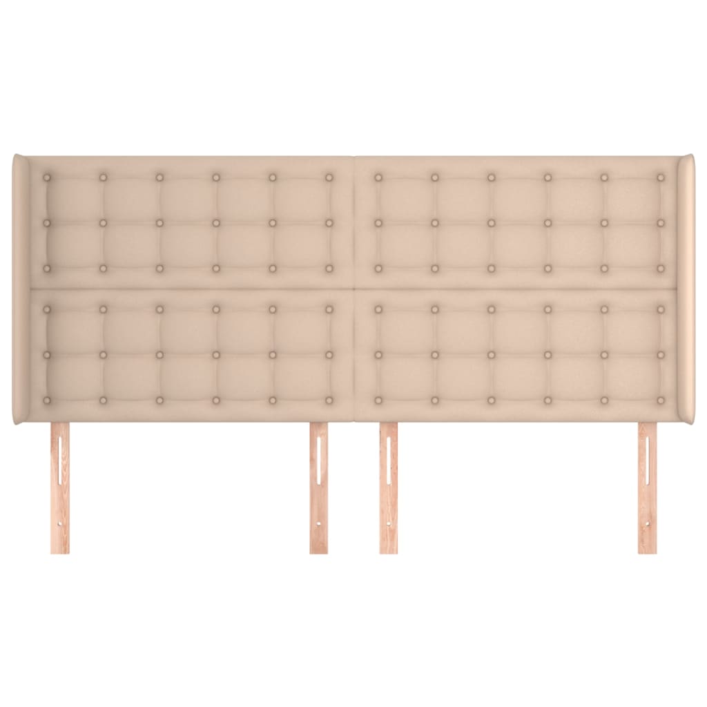 Cabeceira cama c/ abas couro artif. 203x16x118/128cm cappuccino