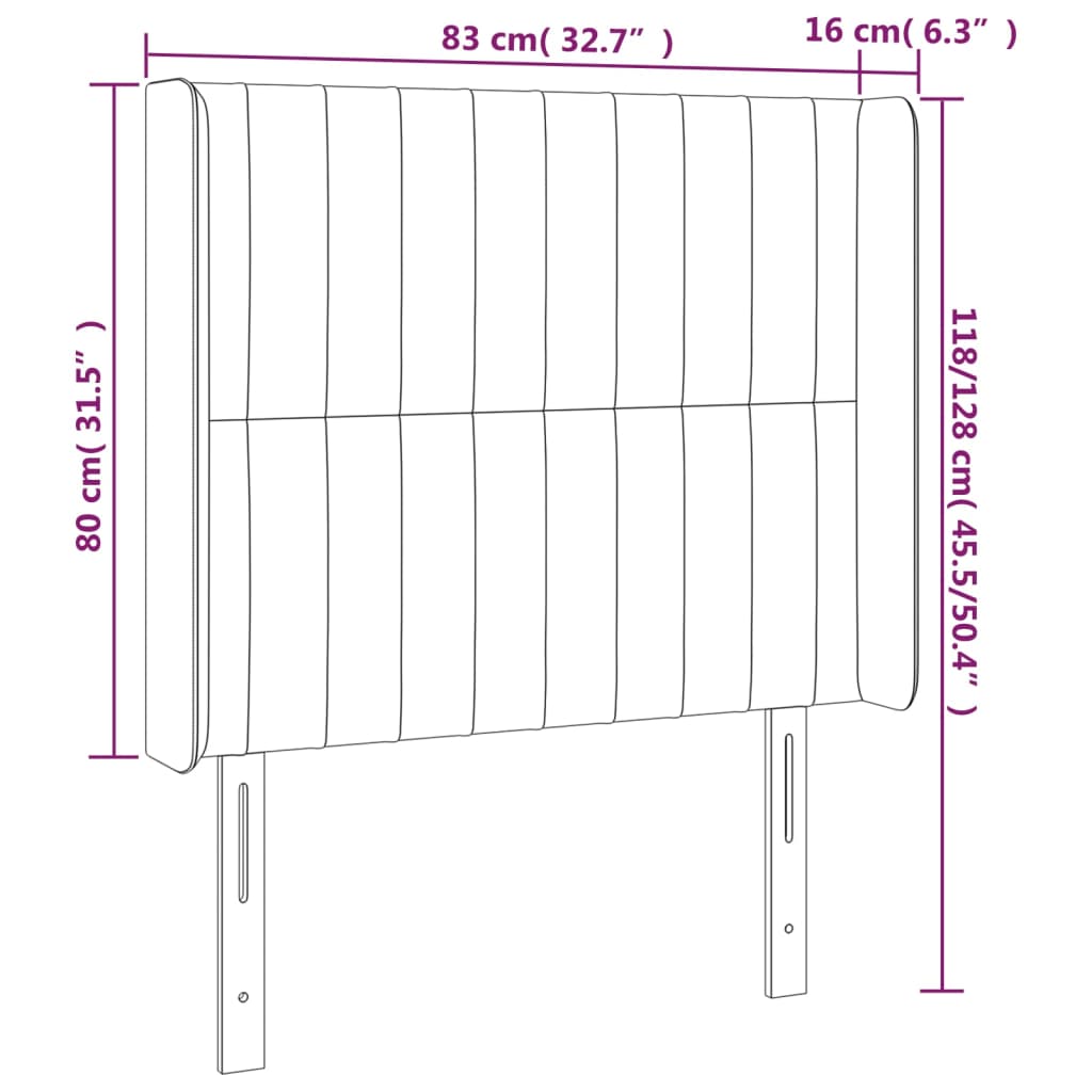 Cabeceira cama c/ abas tecido 83x16x118/128cm cinza-acastanhado