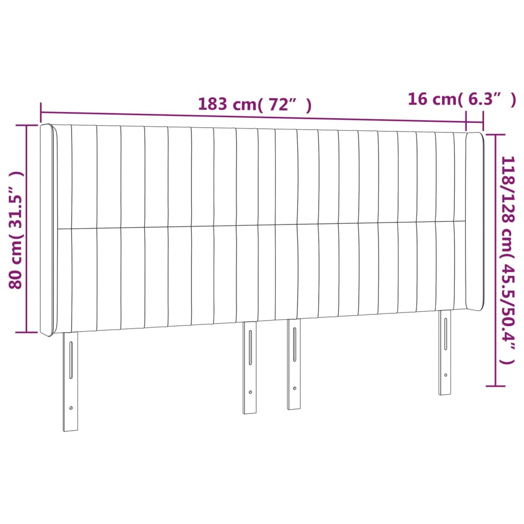 Cabeceira de cama c/ abas tecido 183x16x118/128 cm creme