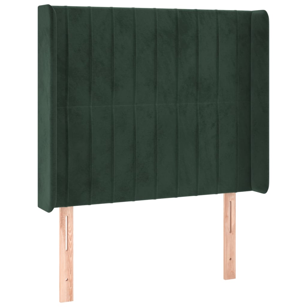 Cabeceira cama c/ abas veludo 83x16x118/128 cm verde-escuro