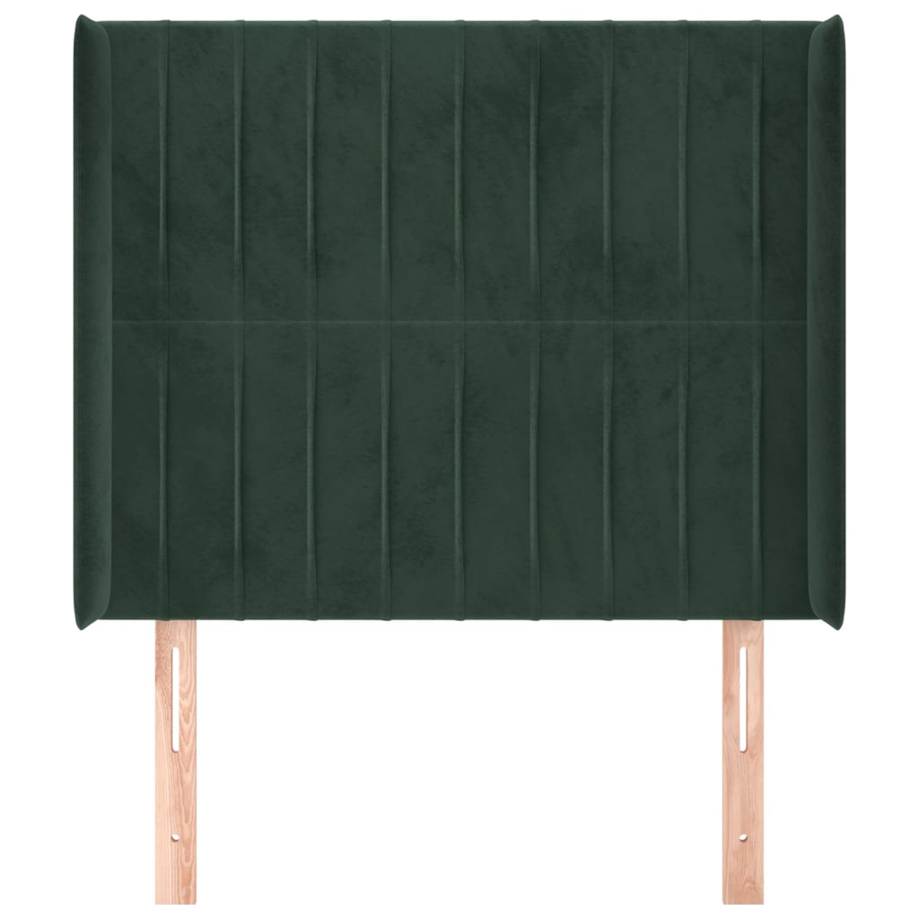 Cabeceira cama c/ abas veludo 93x16x118/128 cm verde-escuro