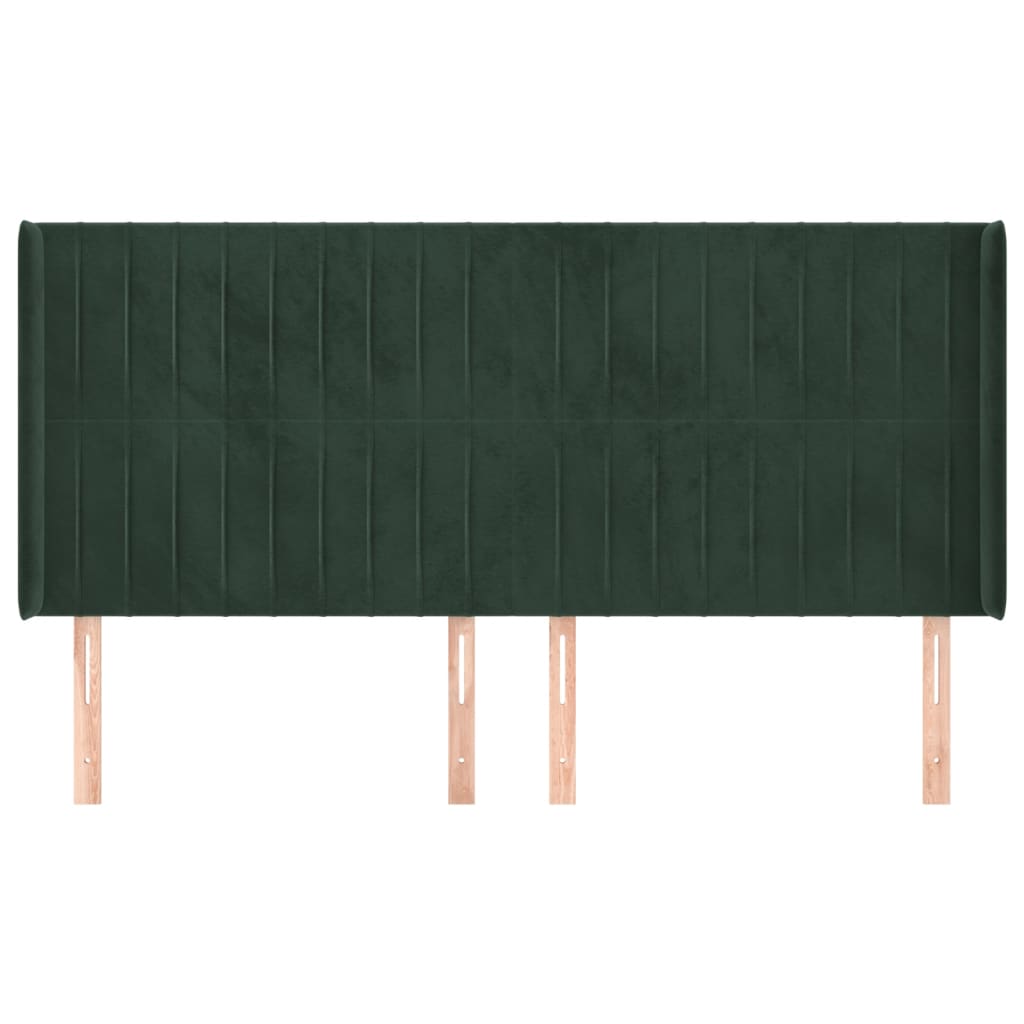 Cabeceira cama c/ abas veludo 183x16x118/128 cm verde-escuro