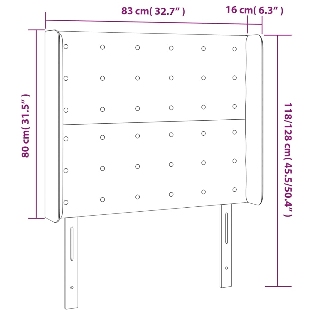 Cabeceira cama c/ abas tecido 83x16x118/128 cm cinzento-escuro