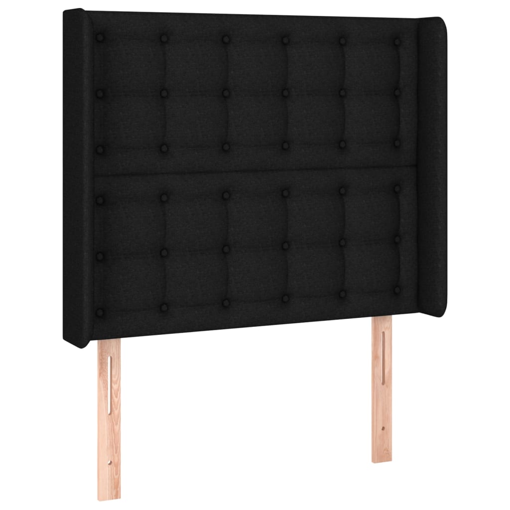 Cabeceira de cama c/ abas tecido 83x16x118/128 cm preto