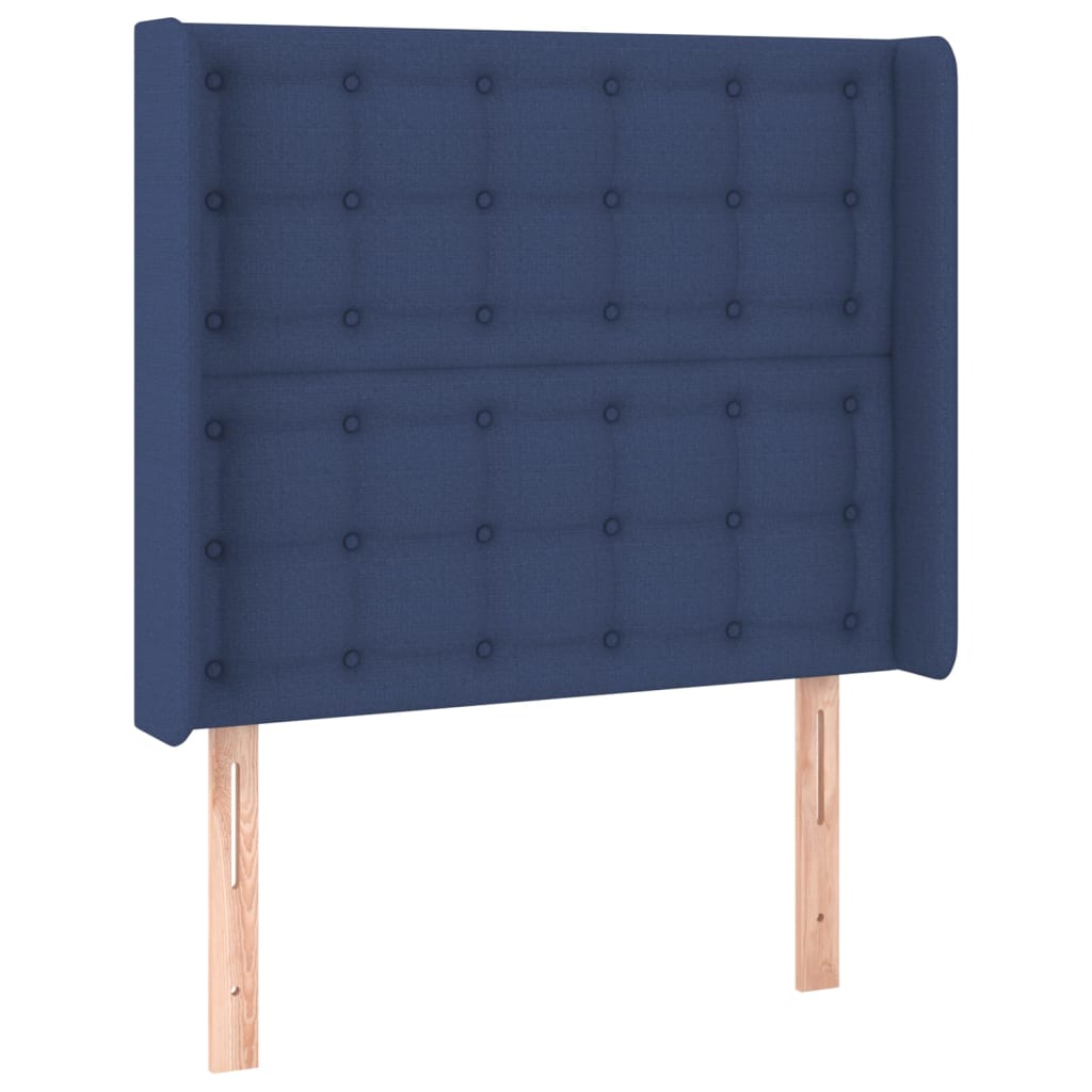 Cabeceira de cama c/ abas tecido 83x16x118/128 cm azul