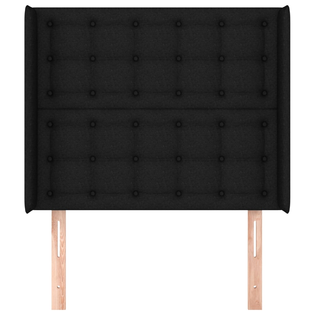 Cabeceira de cama c/ abas tecido 93x16x118/128 cm preto