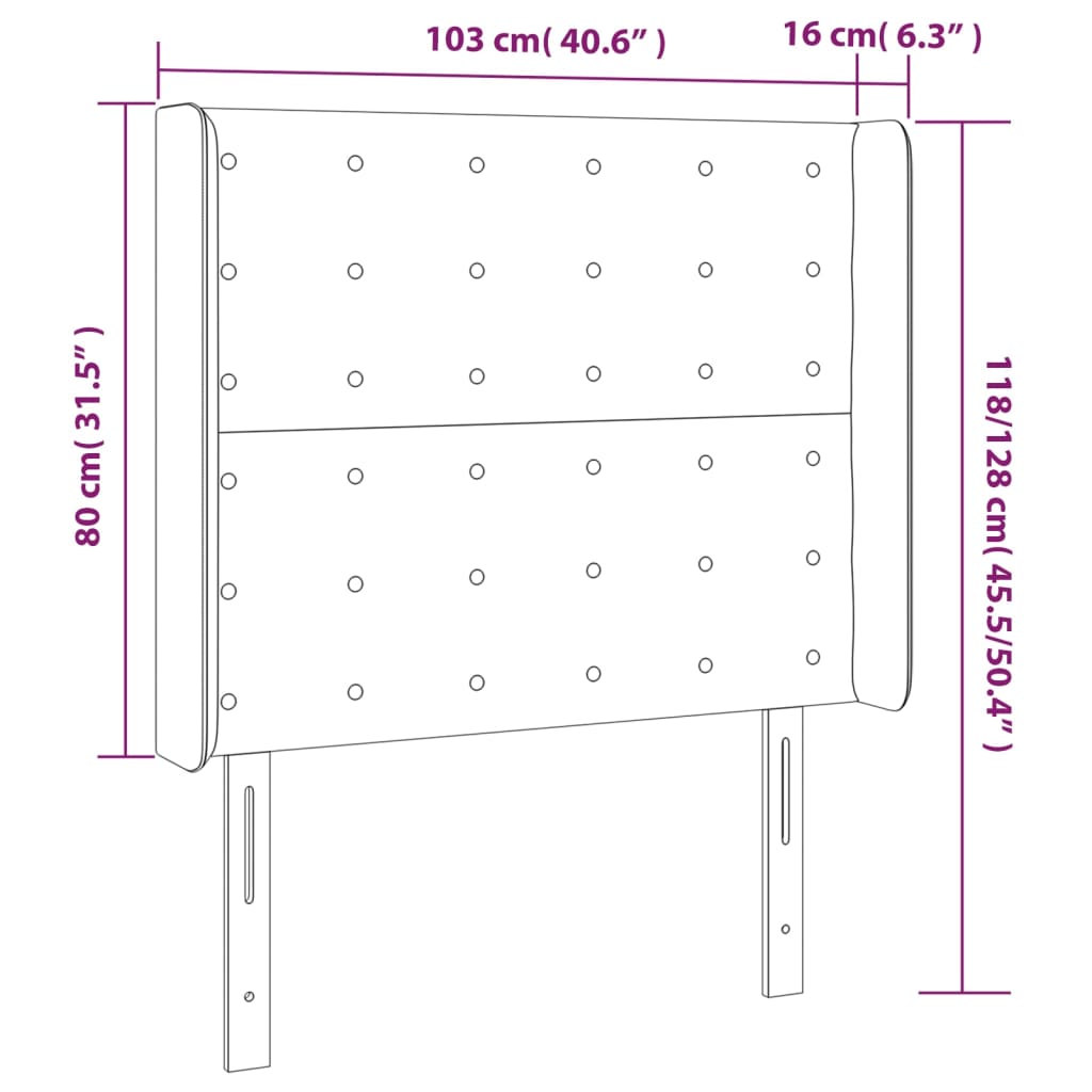 Cabeceira cama c/ abas tecido 103x16x118/128 cm cinzento-claro