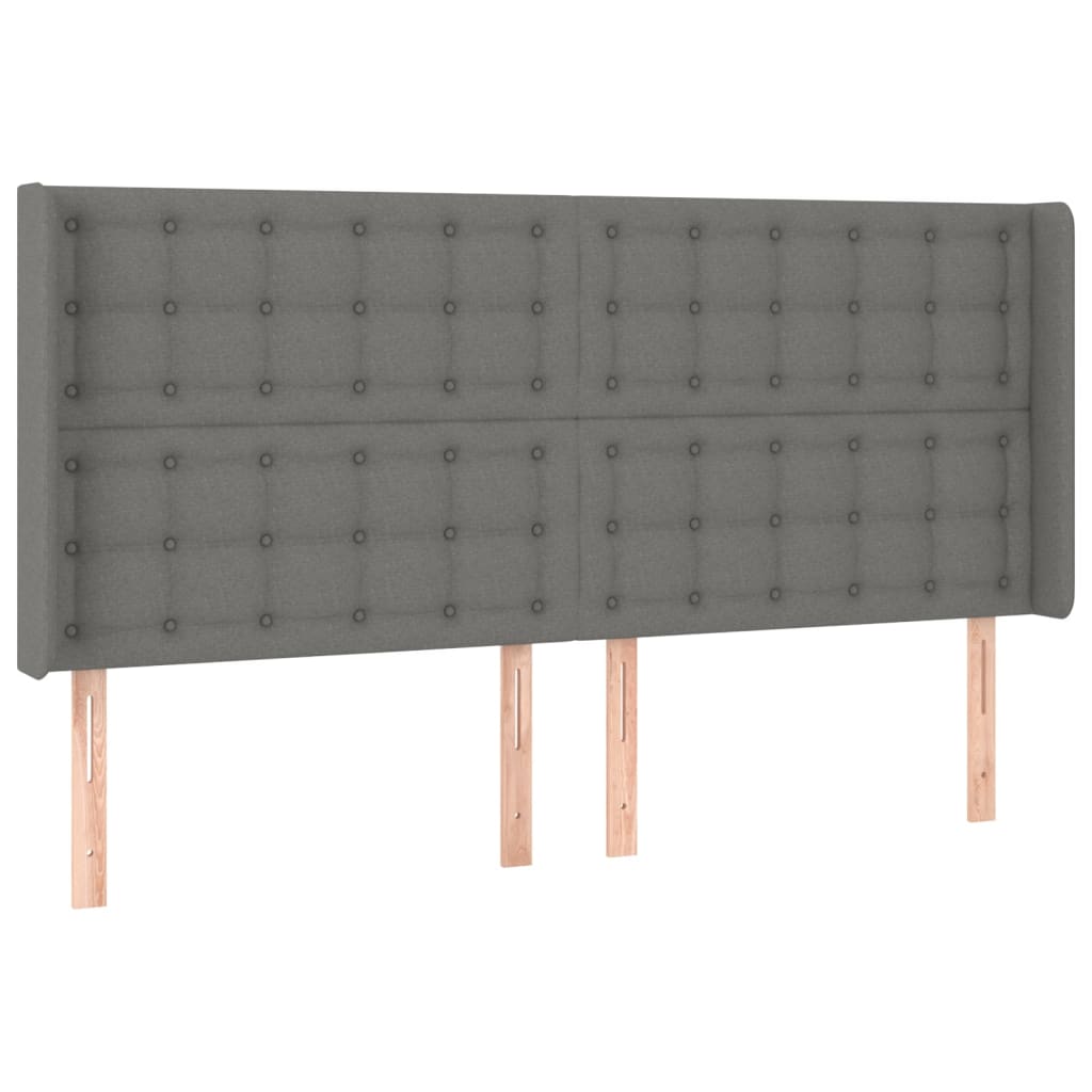 Cabeceira cama c/ abas tecido 163x16x118/128 cm cinzento-escuro