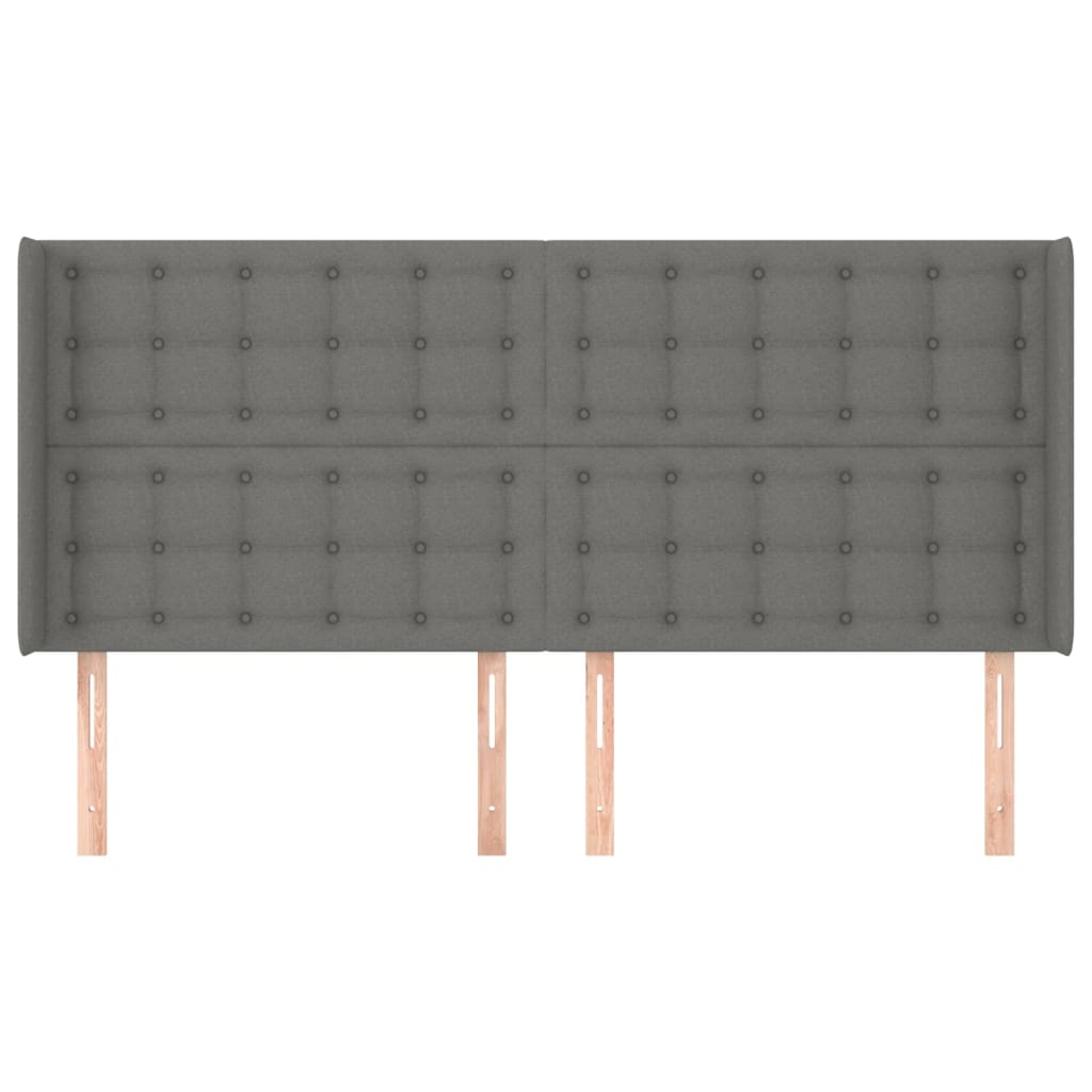 Cabeceira cama c/ abas tecido 163x16x118/128 cm cinzento-escuro