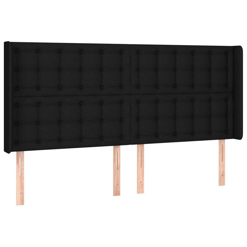 Cabeceira de cama c/ abas tecido 163x16x118/128 cm preto