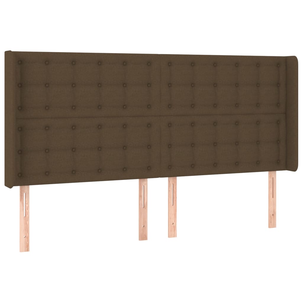 Cabeceira cama c/ abas tecido 163x16x118/128 cm castanho-escuro