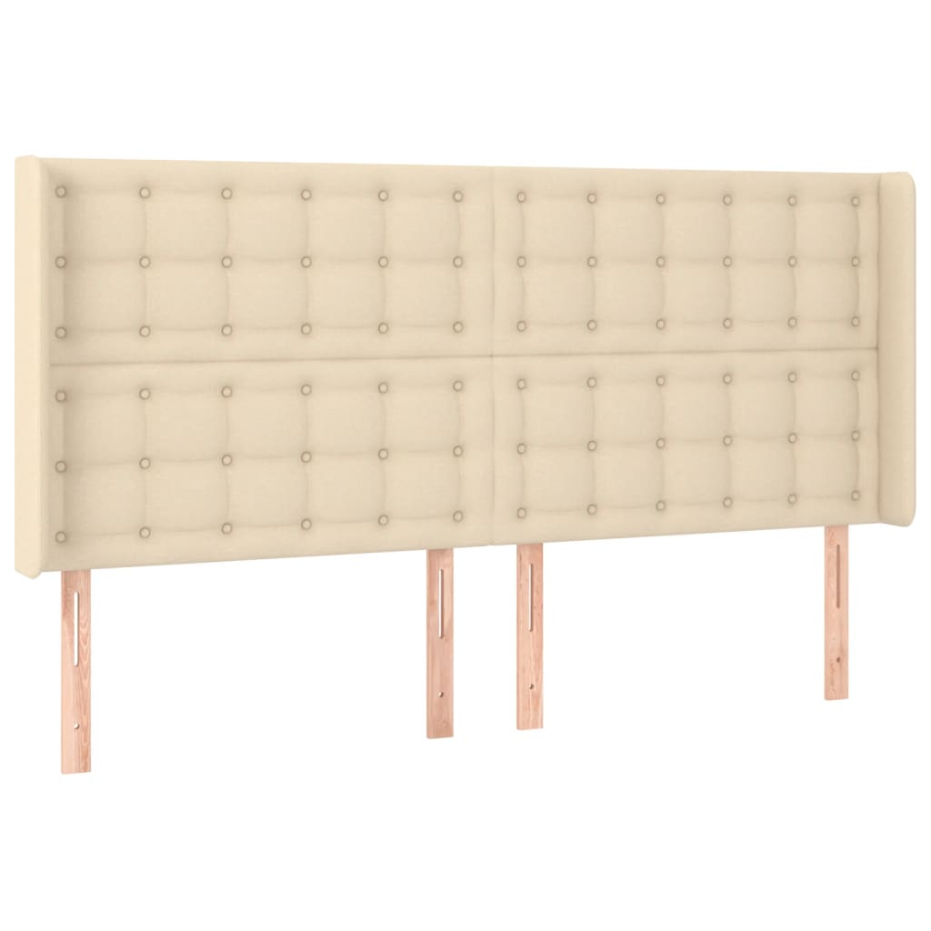 Cabeceira de cama c/ abas tecido 163x16x118/128 cm cor crème