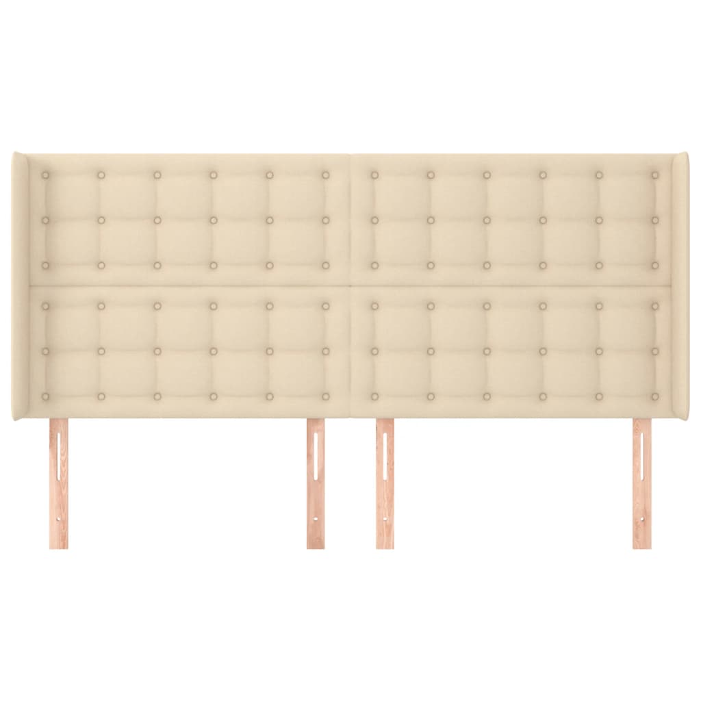 Cabeceira de cama c/ abas tecido 163x16x118/128 cm cor crème