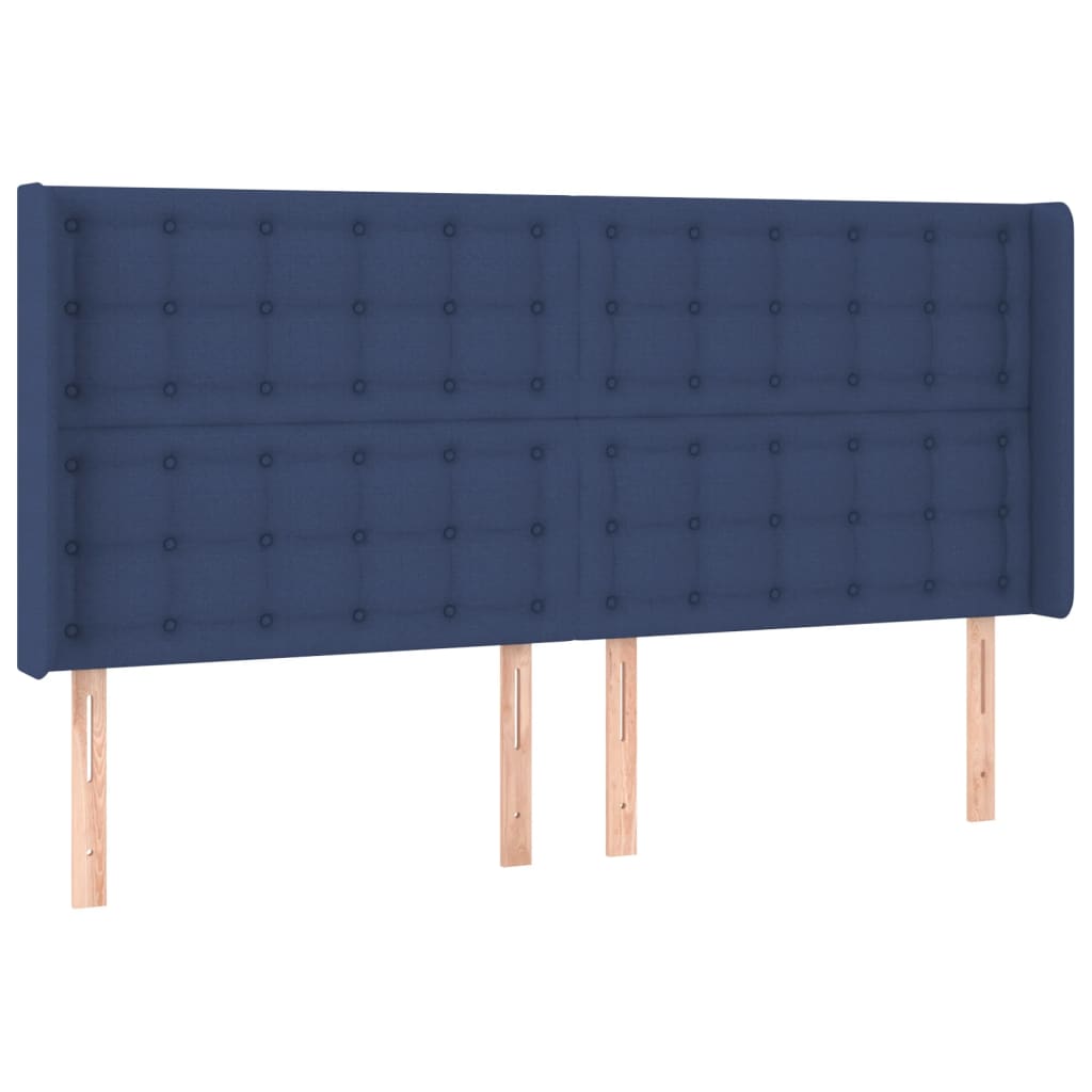 Cabeceira de cama c/ abas tecido 163x16x118/128 cm azul