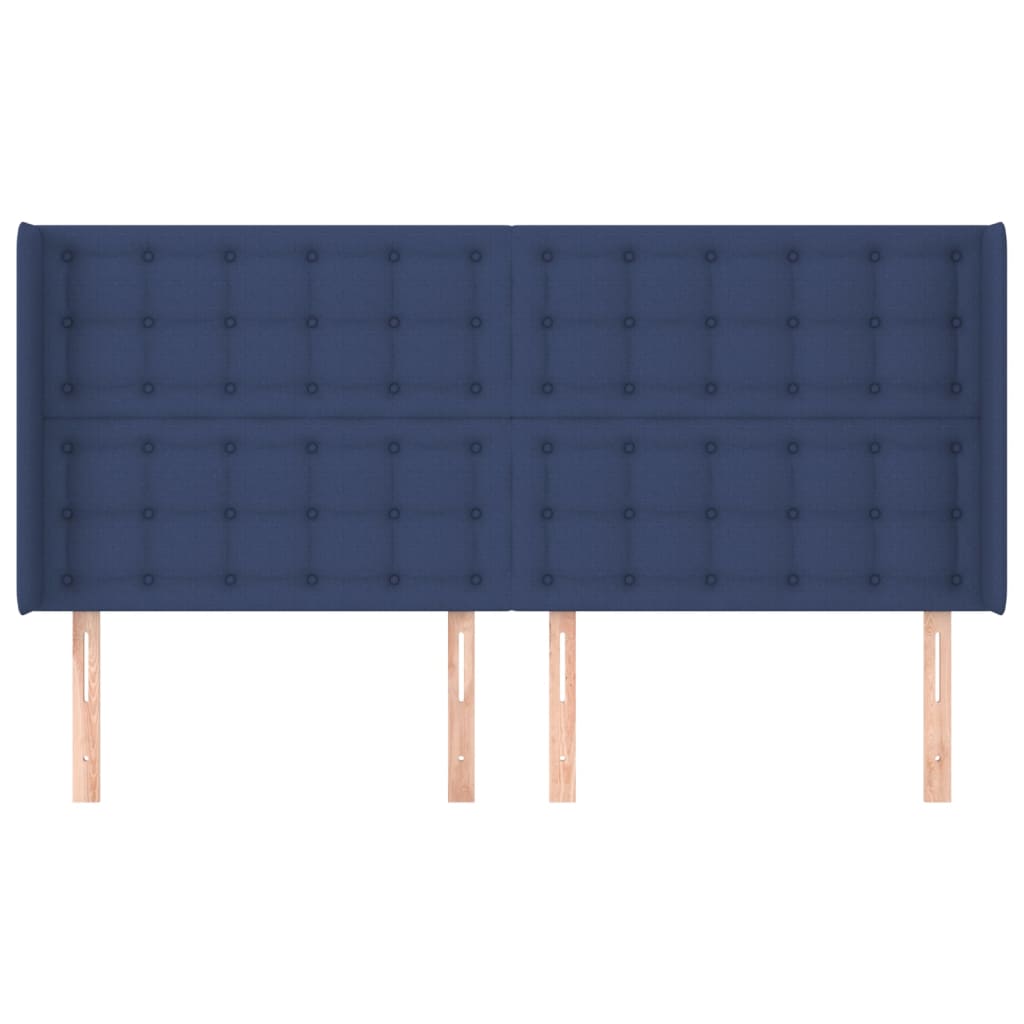 Cabeceira de cama c/ abas tecido 163x16x118/128 cm azul