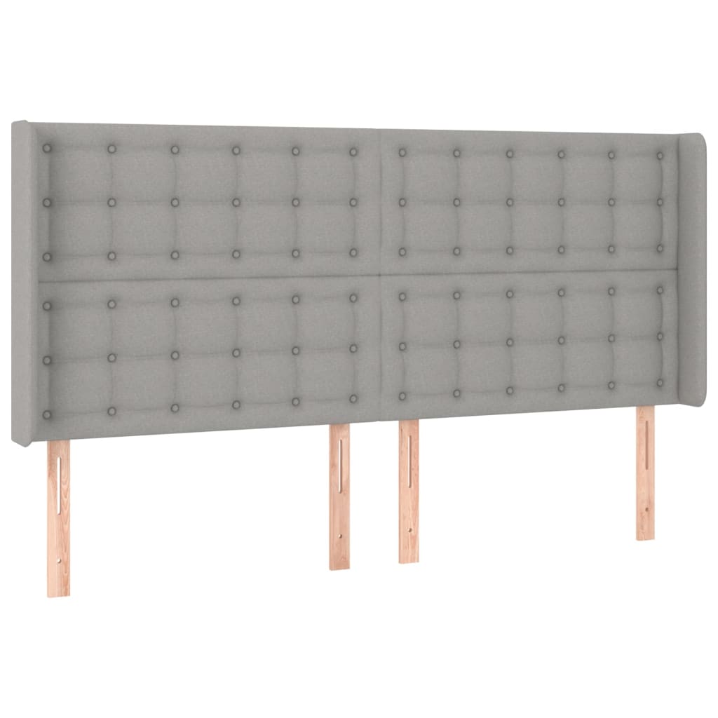 Cabeceira cama c/ abas tecido 183x16x118/128 cm cinzento-claro