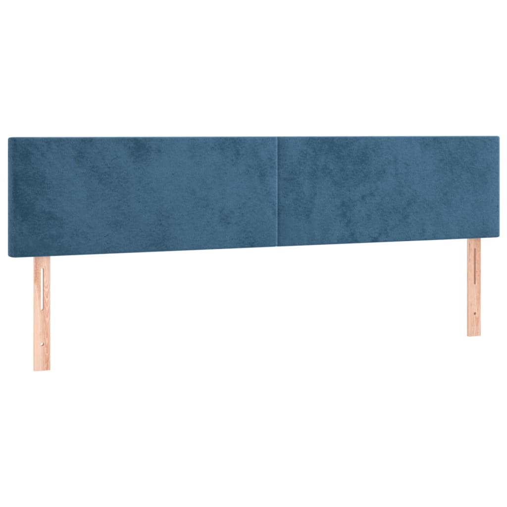 Cabeceira de cama c/ luzes LED veludo 180x5x78/88cm azul-escuro