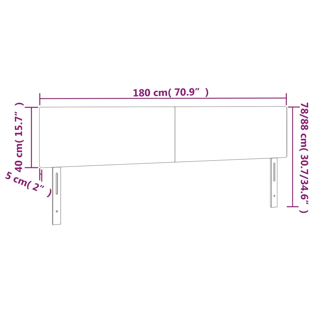 Cabeceira de cama c/ luzes LED veludo 180x5x78/88cm azul-escuro