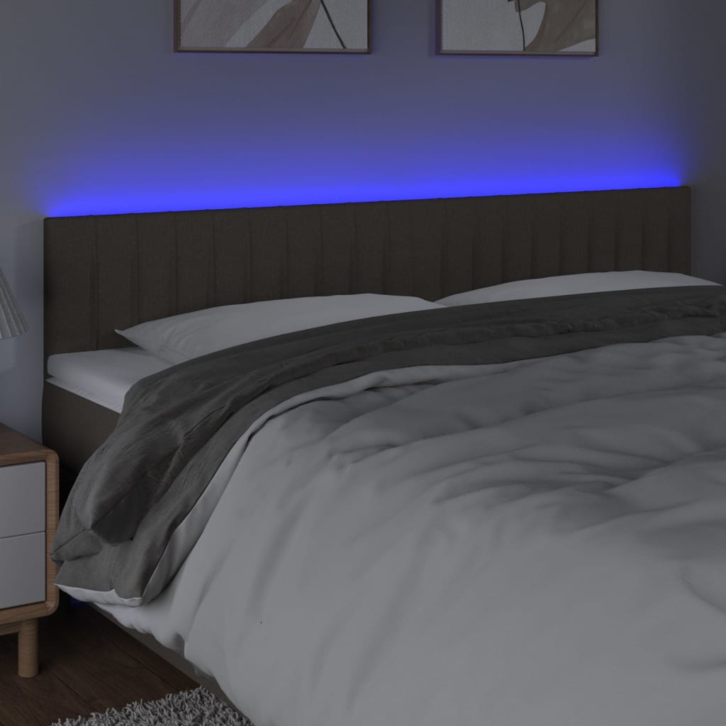 Cabeceira cama luzes LED tecido 180x5x78/88cm cinza-acastanhado