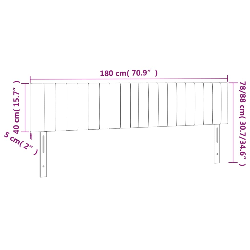 Cabeceira cama luzes LED tecido 180x5x78/88cm cinza-acastanhado