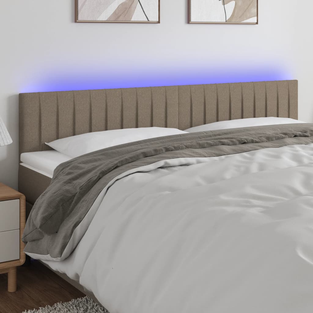 Cabeceira cama luzes LED tecido 180x5x78/88cm cinza-acastanhado