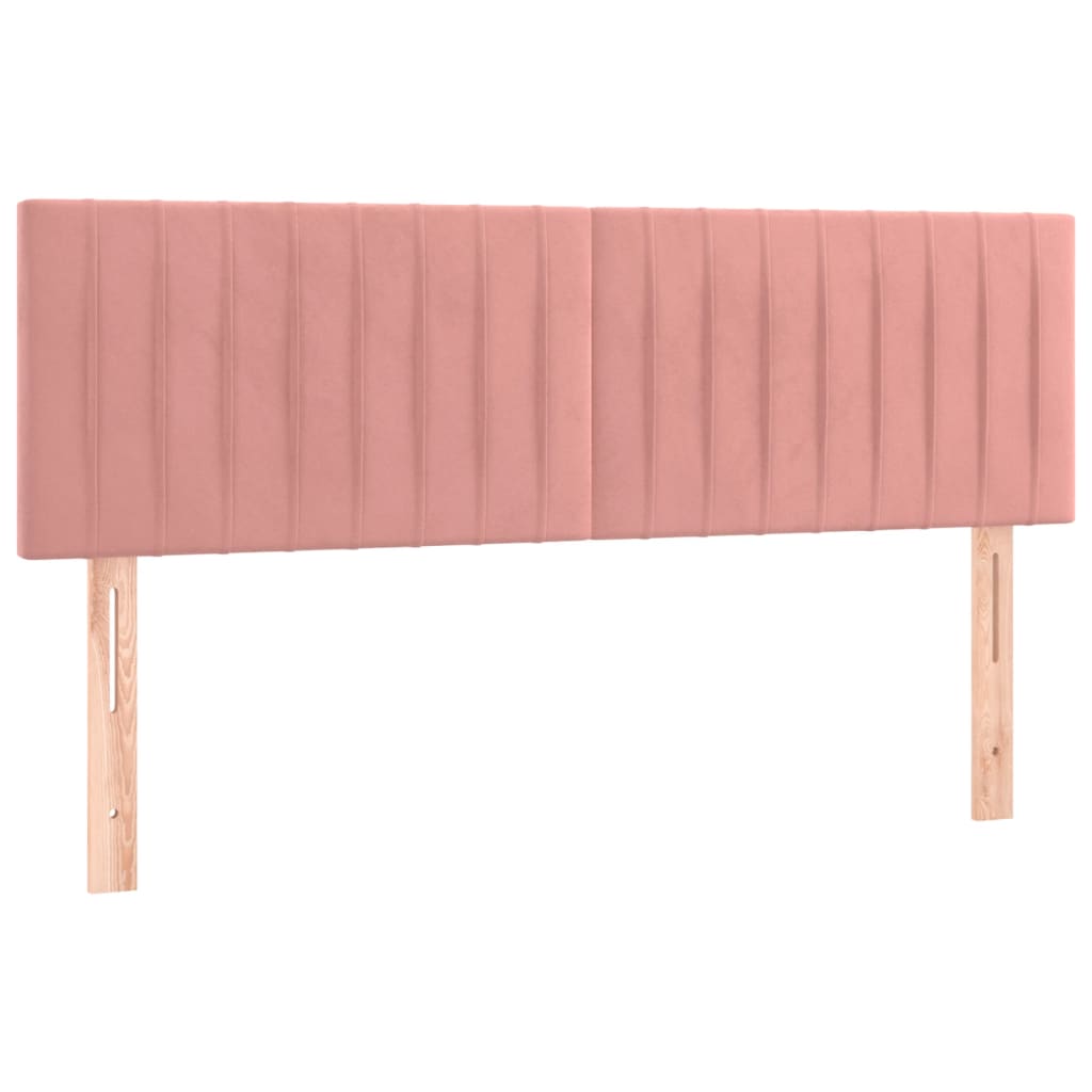 Cabeceira de cama c/ luzes LED veludo 144x5x78/88 cm rosa