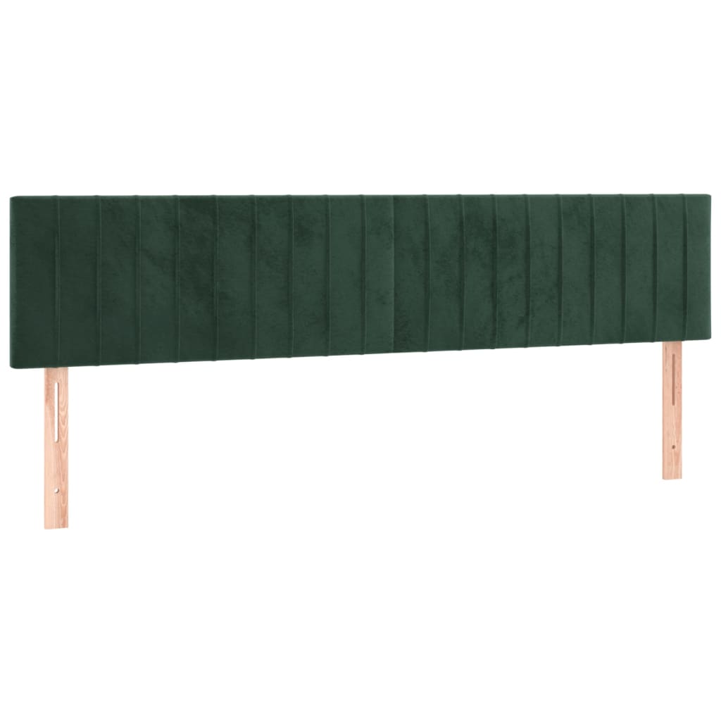 Cabeceira de cama c/luzes LED veludo 160x5x78/88cm verde-escuro