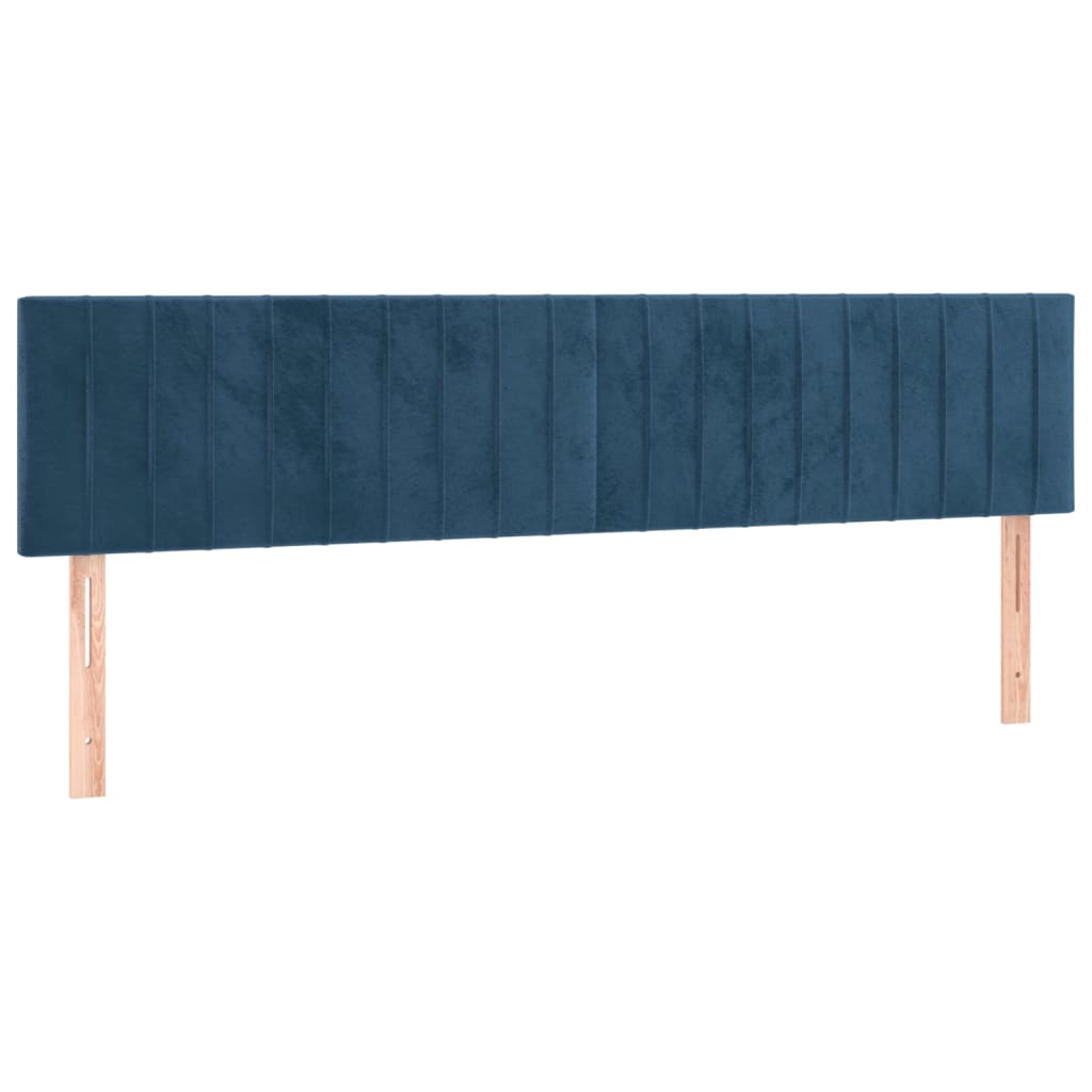 Cabeceira de cama c/ luzes LED veludo 200x5x78/88cm azul-escuro