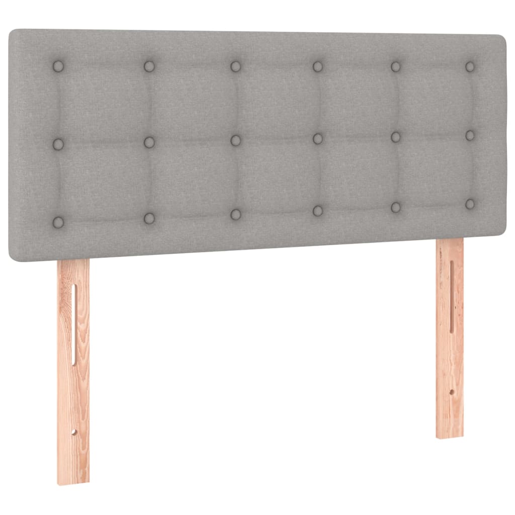 Cabeceira de cama c/luzes LED tecido 100x5x78/88 cm cinza-claro