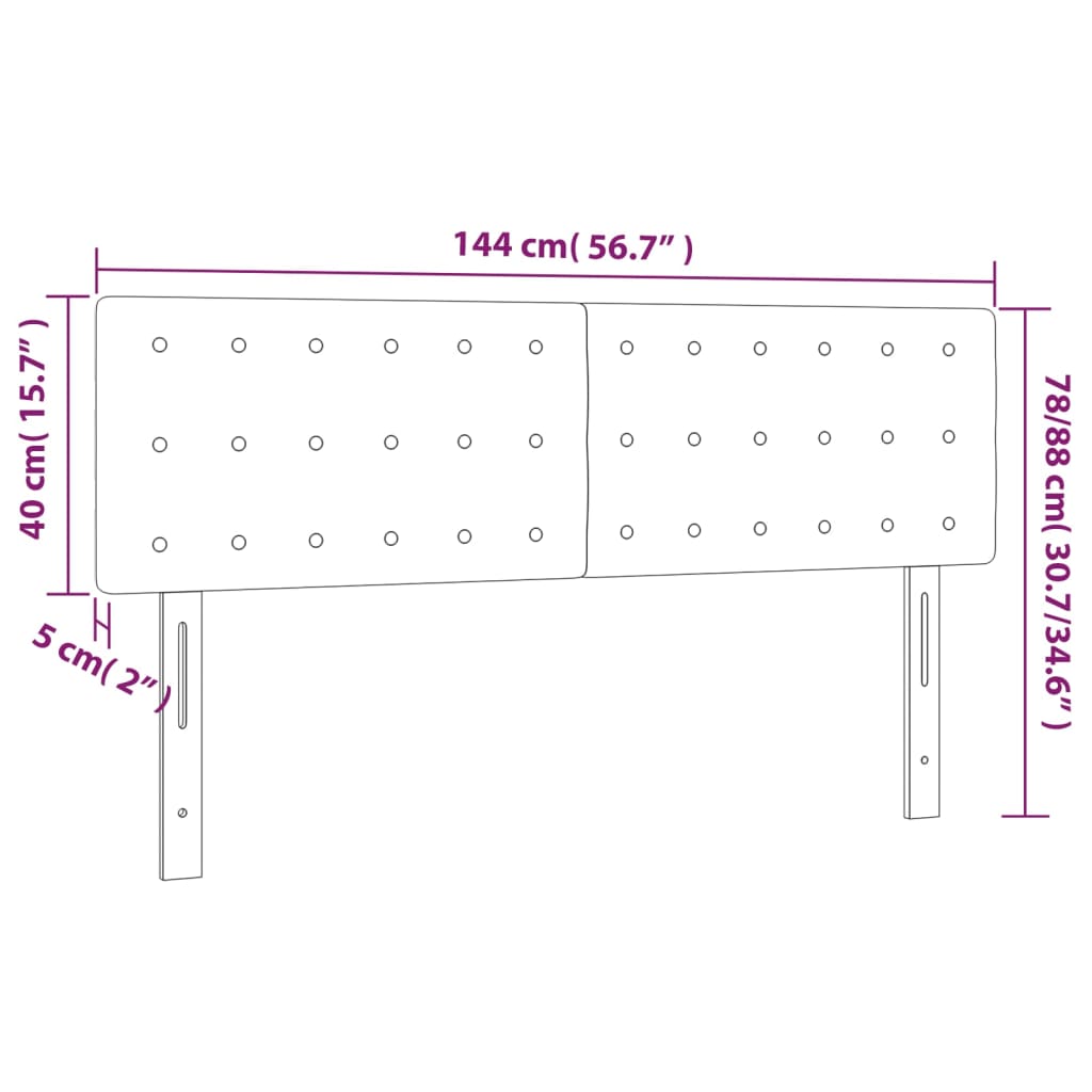 Cabeceira de cama c/ luzes LED tecido 144x5x78/88cm cinza-claro