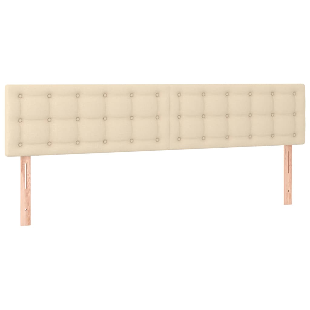 Cabeceira de cama c/ luzes LED tecido 160x5x78/88 cm cor creme