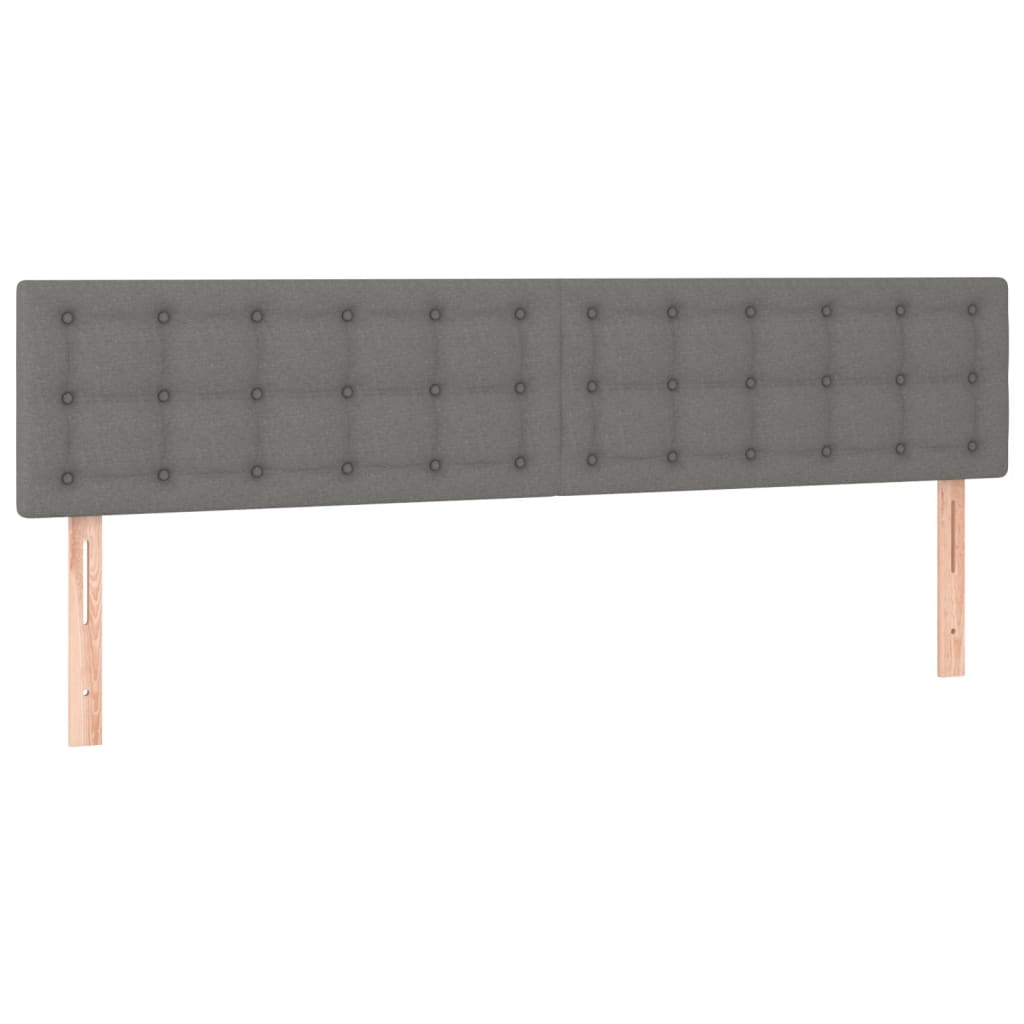 Cabeceira de cama c/luzes LED tecido 180x5x78/88cm cinza-escuro