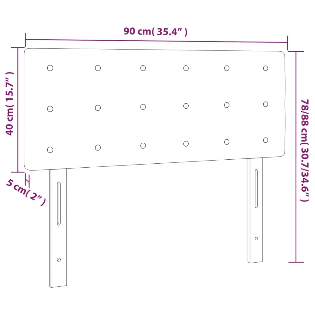 Cabeceira de cama c/ luzes LED veludo 90x5x78/88 cm rosa