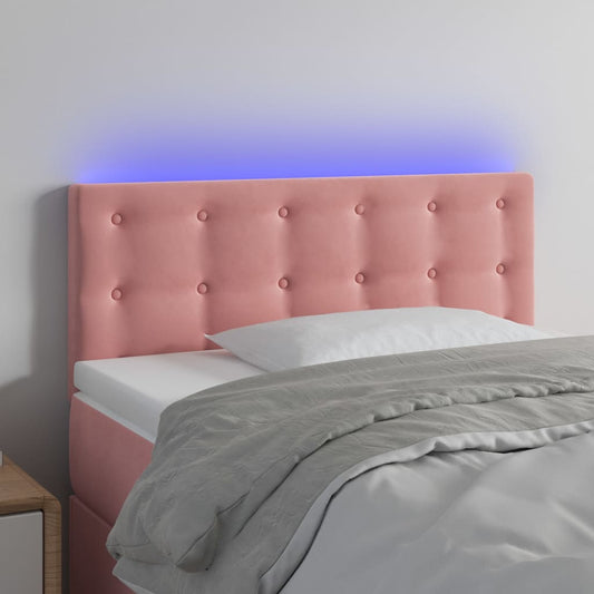 Cabeceira de cama c/ luzes LED veludo 90x5x78/88 cm rosa