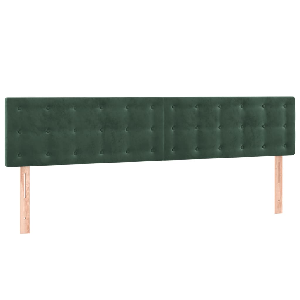 Cabeceira de cama c/luzes LED veludo 180x5x78/88cm verde-escuro