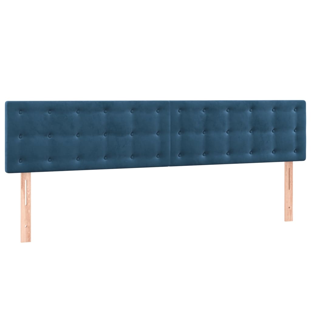 Cabeceira de cama c/ luzes LED veludo 180x5x78/88cm azul-escuro