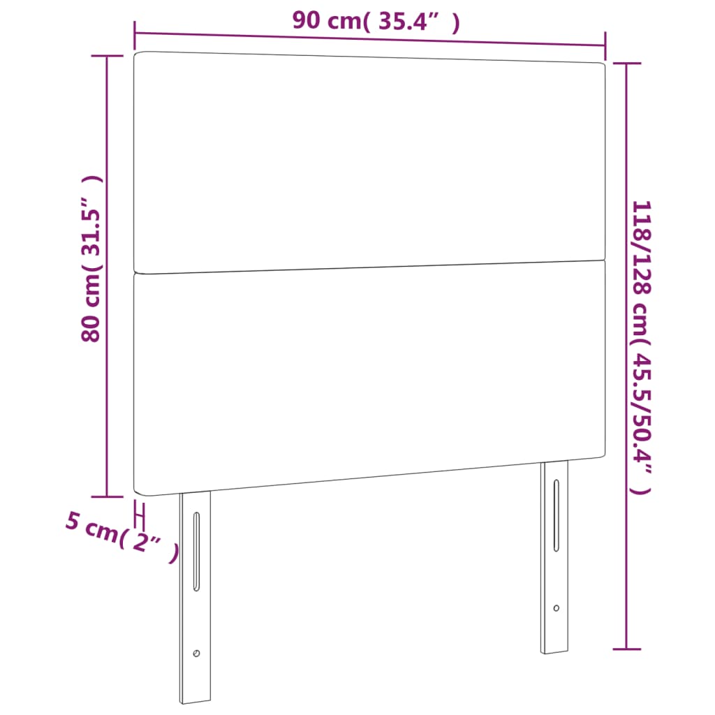 Cabeceira de cama c/ luzes LED veludo 90x5x118/128 cm rosa