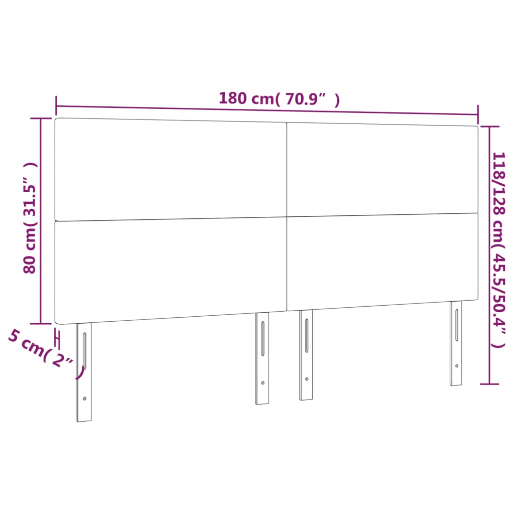 Cabeceira cama c/ luzes LED veludo 180x5x118/128cm cinza-claro