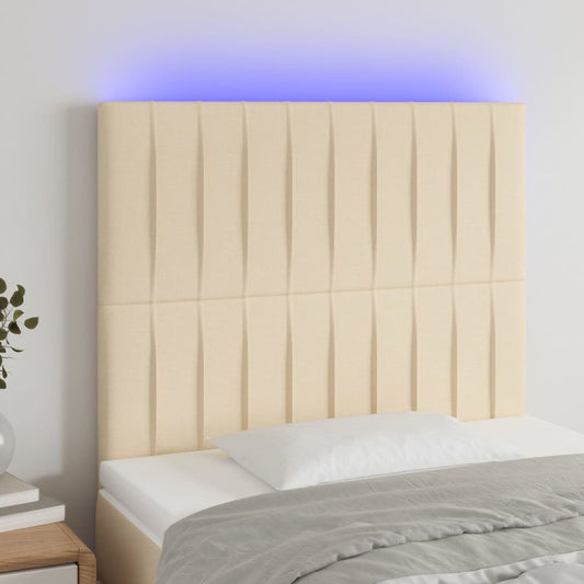 Cabeceira de cama c/ LED tecido 80x5x118/128cm crème