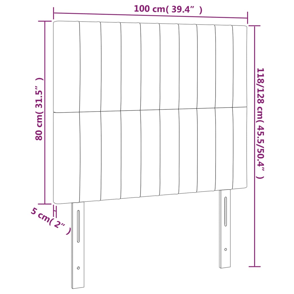 Cabeceira cama c/ LED tecido 100x5x118/128 cm crème