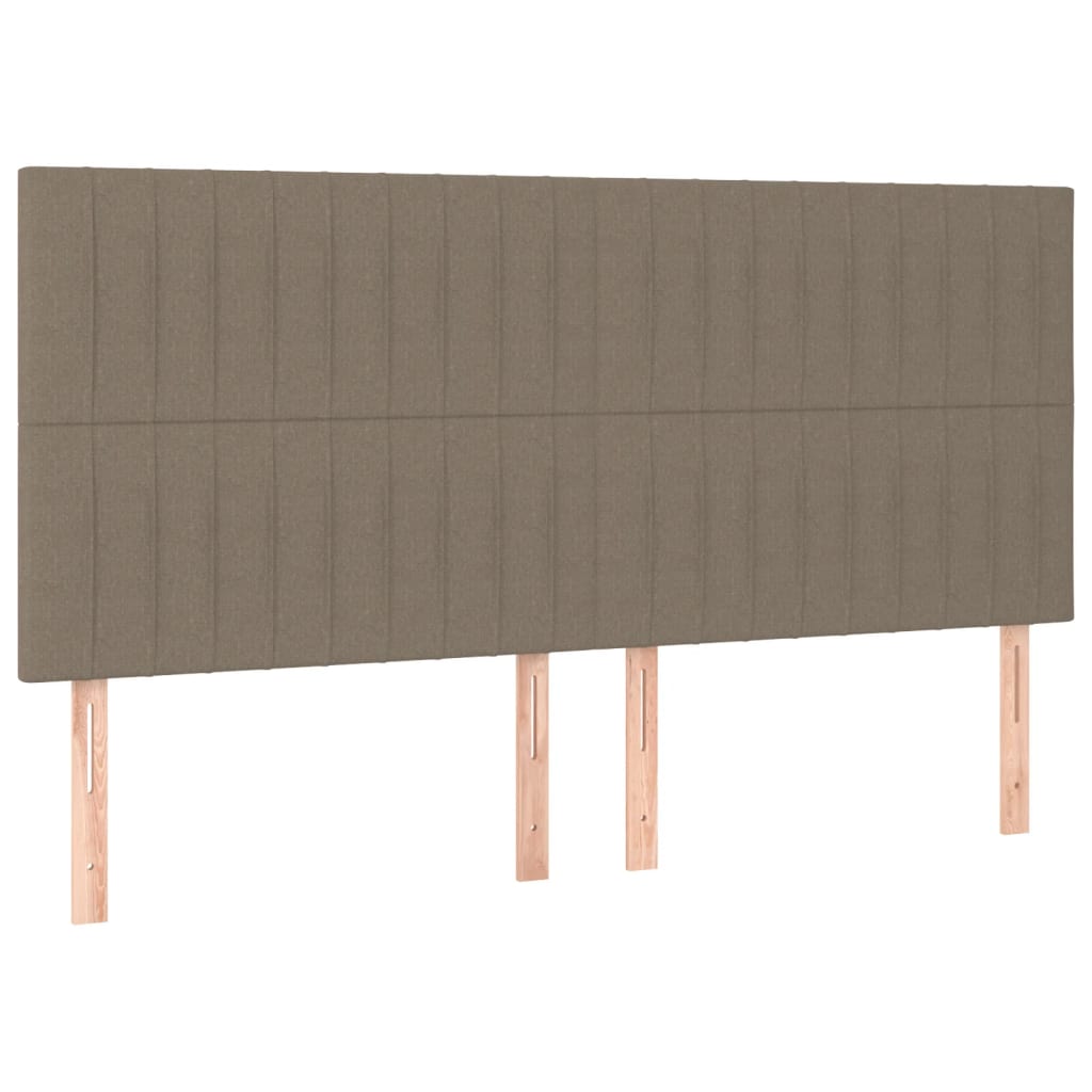 Cabeceira cama c/ LED tecido 180x5x118/128 cm cinza-acastanhado